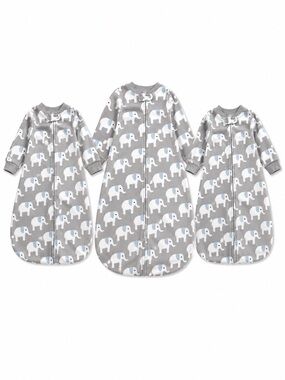 Carter's Grey Elephant Fleece Sleep Sack - Set of 3 (Small and Medium)